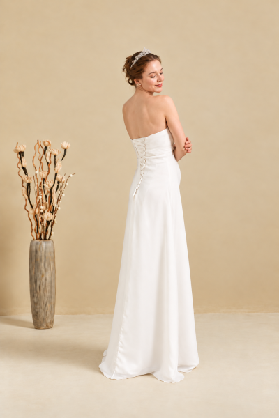 Trägerloses Umstandsbrautkleid aus Chiffon mit Empire-Taille und Schal